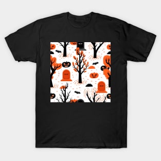 Halloween Cemetery Orange T-Shirt